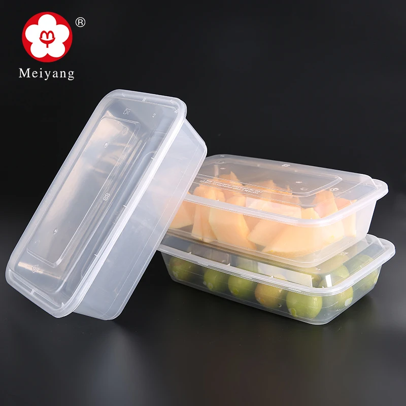 

Meiyang Rectangular Disposable Lunch Box for Takeaway Cfi 50 Sets 250ml 500ml 750ml Plastic Tableware Chinese Brand
