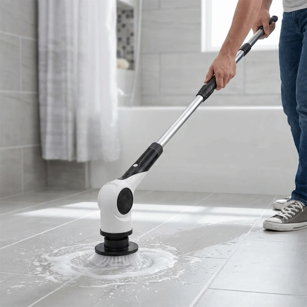

Handheld Telescopic Wireless Cleaning Brush Replaceable Head Adjustable Electric Cleaning Brush with Long Handle Rechargeable
