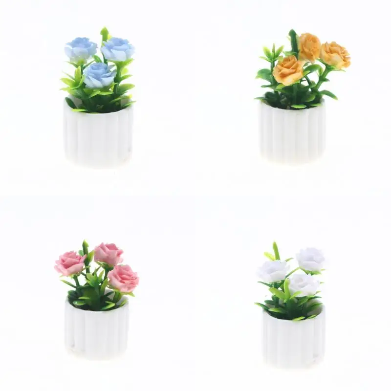 Plantas verdes en maceta de simulación en miniatura para decoración de casa de muñecas, escena de micropaisaje DIY, exhibición interior
