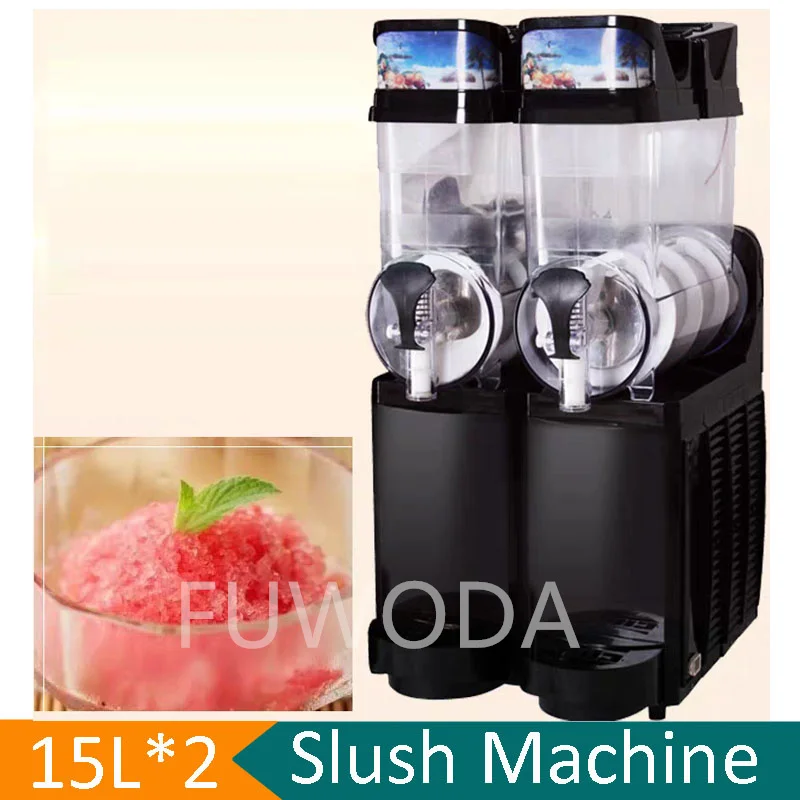 

2 Tank Slush Ice Machine Ice Cream Snow Smoothie Beverage Granita Maker Cold Drinks Beverage Juice Buffet Slush Machine 110/220V