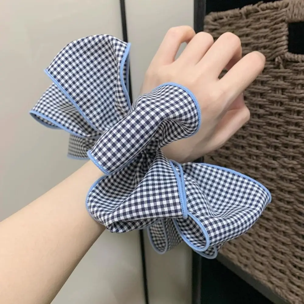 أزياء مطاطا زهرة توك شعر القماش الحلو الأزرق منقوشة الشعر الدائري ذيل حصان حامل الشعر حبل شعرية الشعر التعادل سيدة #4