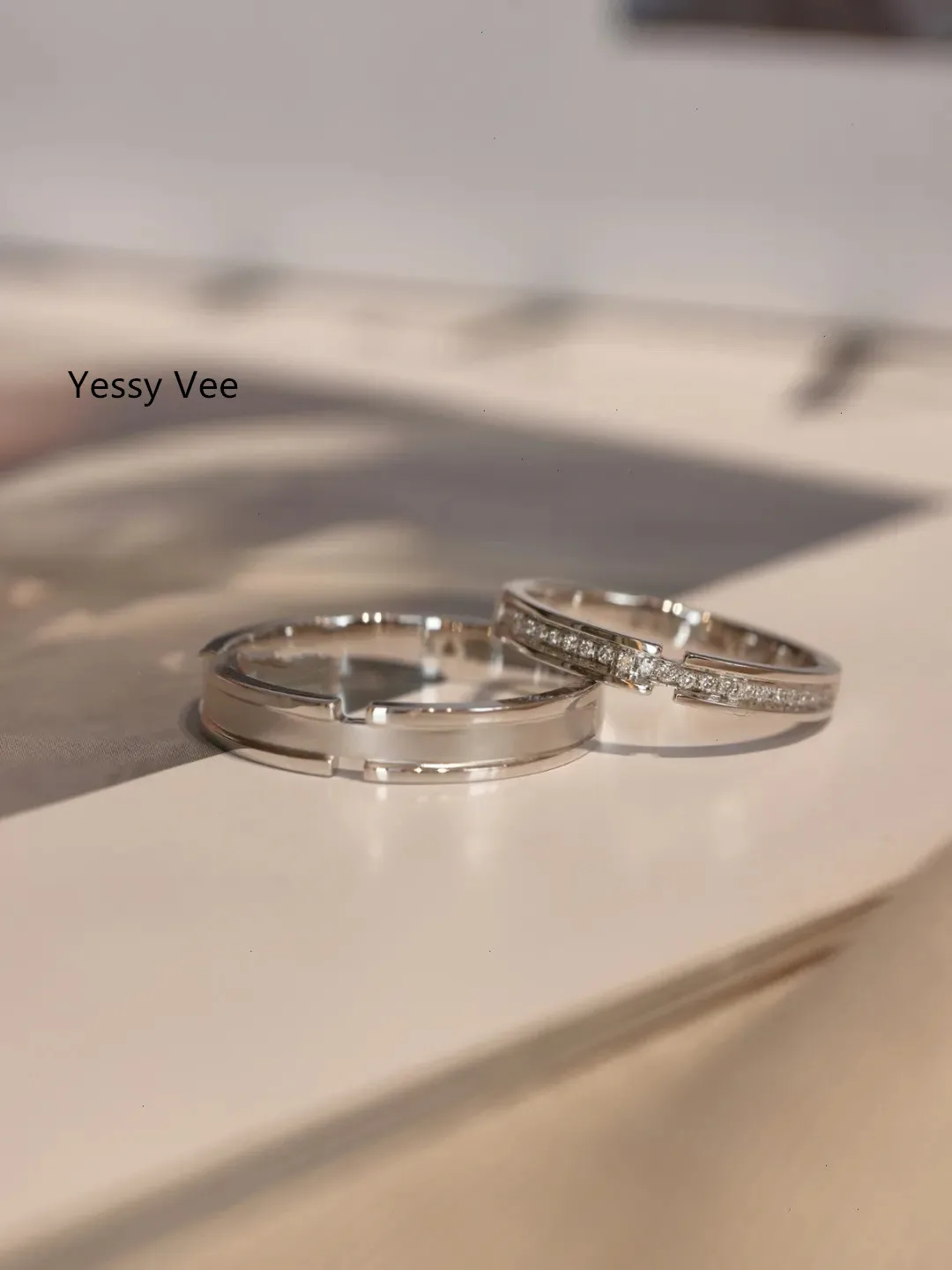 Yessy Vee Women 925 Silver White Gold Plate Ring Lovers Close Ring Men Women Frosted Ring Wedding New Arrival