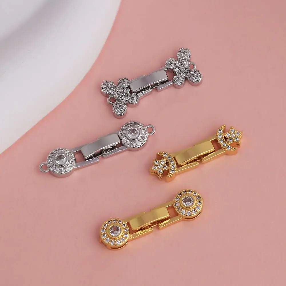 4PCS Brass Material Bracelet Clasps Pearl Accent Lobster Claw Lock Jewelry Fasteners Inlaid Zircon Pearl Clasps Jewelry Crafting