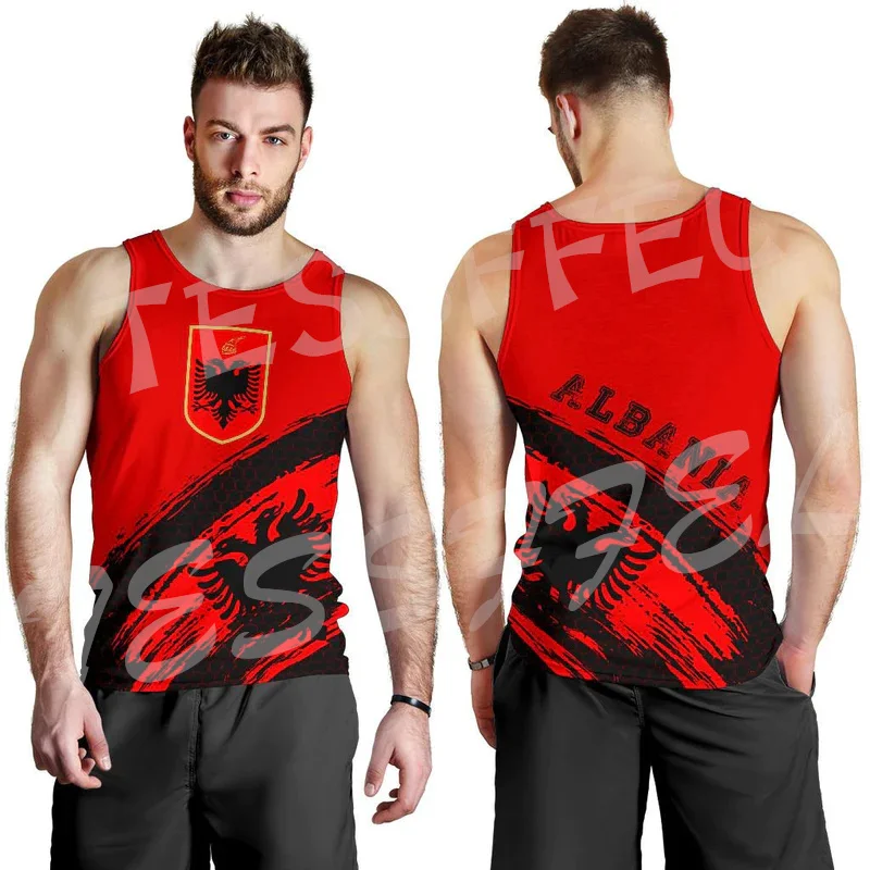 NewFashion Albania Shqipëria Country Flag Tattoo Retro 3DPrint Summer Harajuku Streetwear Funny Sleeveless TankTop Casual Vest Q