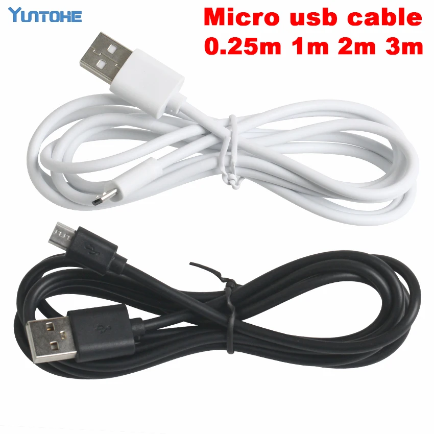 100pcs 25cm 1m 2m 3m Micro USB Fast Charger USB Cable for Samsung Micro USB Fast Data Sync Charger Cable for Android Xiaomi