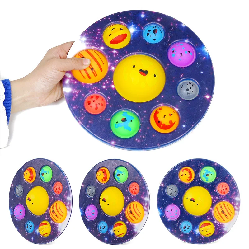 Acht Planeten Dimple Push Bubble Fidget Toys, sensorisches Spielzeug für Babys mit Autismusbedürfnissen, Squishy Stressabbau-Spielzeug für Kinder, Geschenk für Kinder.
