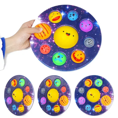 Eight Planets Dimple Push Bubble Fidget Toys Baby Sensory Autism Needs Squishy Stress Reliever Toys For Kids For Children Gift