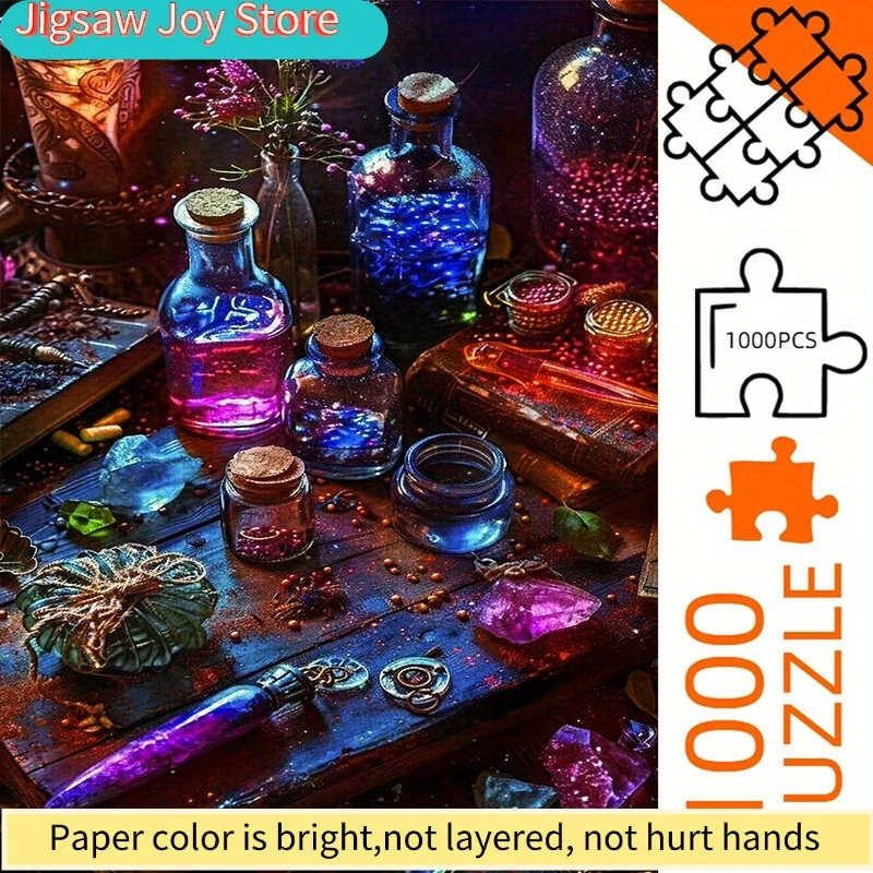 

Puzzle, DIY Paper Puzzle, Magic Potion Bottle, Crystal Synthetic Gemstone, Mysterious Vintage Atmosphere, Adult Puzzle, Suita