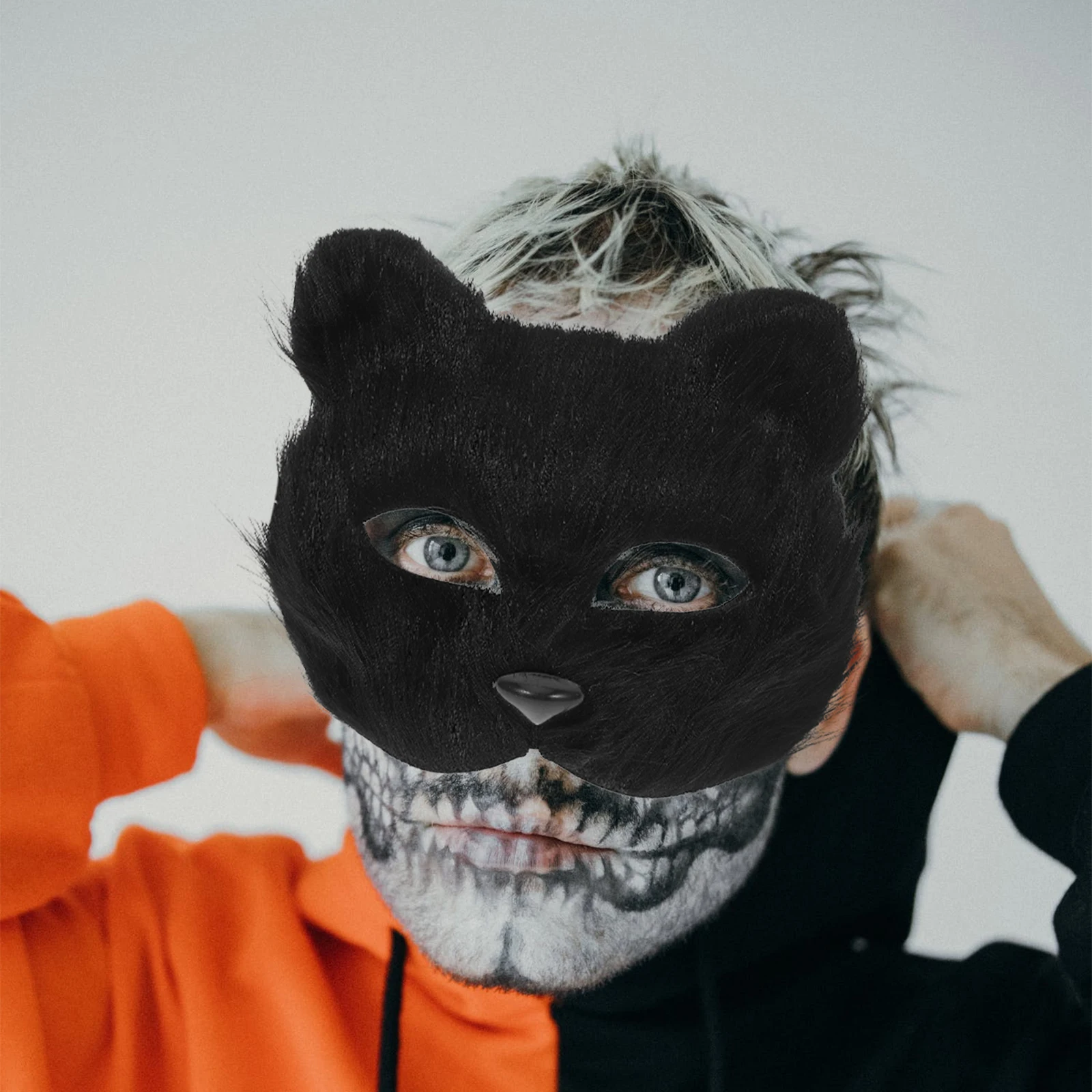 

Halloween Costume Wolf Mask Glove Set Tail Cosplay Decor Accessory Black Realistic Gloves
