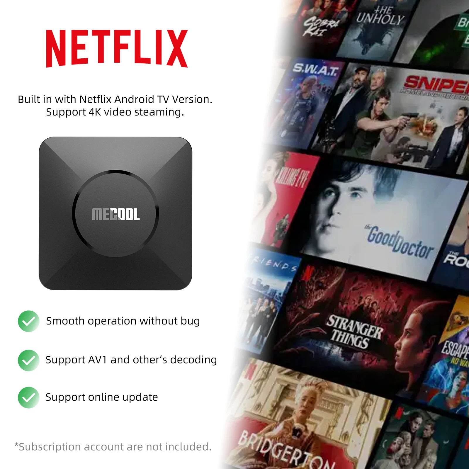 TV Box Android MECOOL 2025 M2 Pro Google TV 11 مع شهادة Netflix 2+16G 4K S905Y4 2T2R WIFI5 2.4G/5G 100M مشغل الوسائط