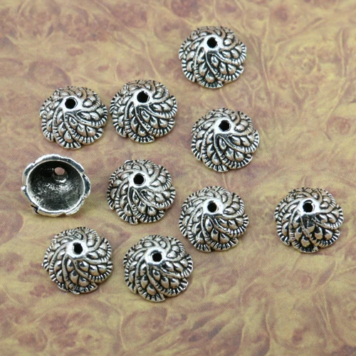 

50pcs 10.6*5.7mm hole 1.3mm tibetan silver color leaf branch design bead caps EF1282