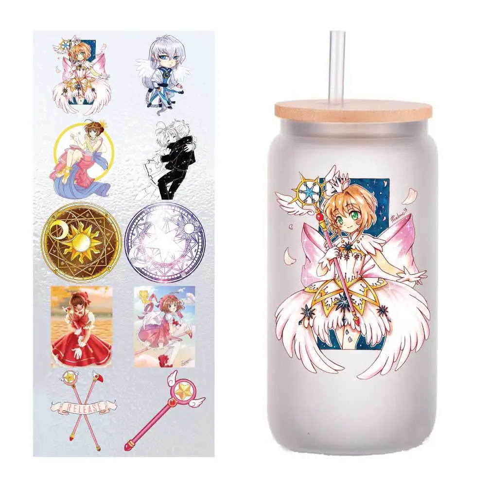 

10 sheets/pack girl Sakura Kuro brand UV transfer sticker crystal label pen cup sticker customization