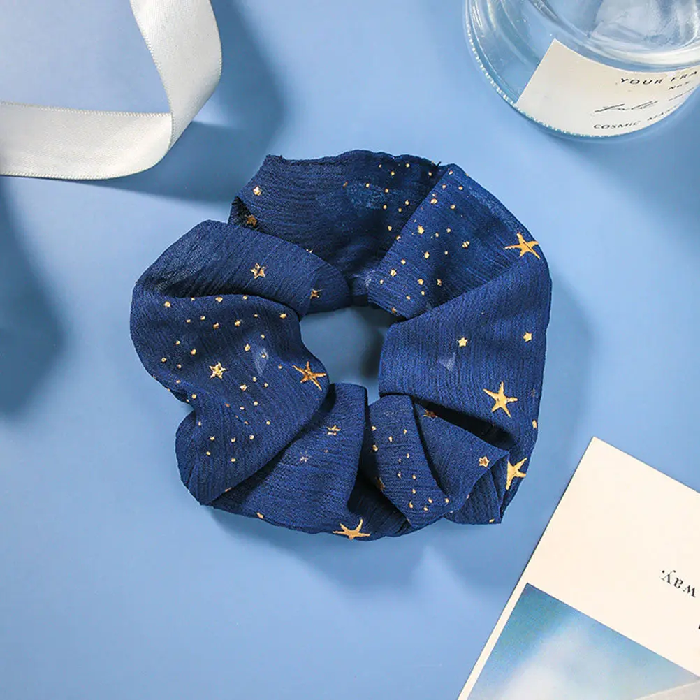 4Pcs Elegant Star Design Cloth Hair Ropes Flexible Washable Hair Scrunchies Decor for Women Ponytail Hold Comfortable