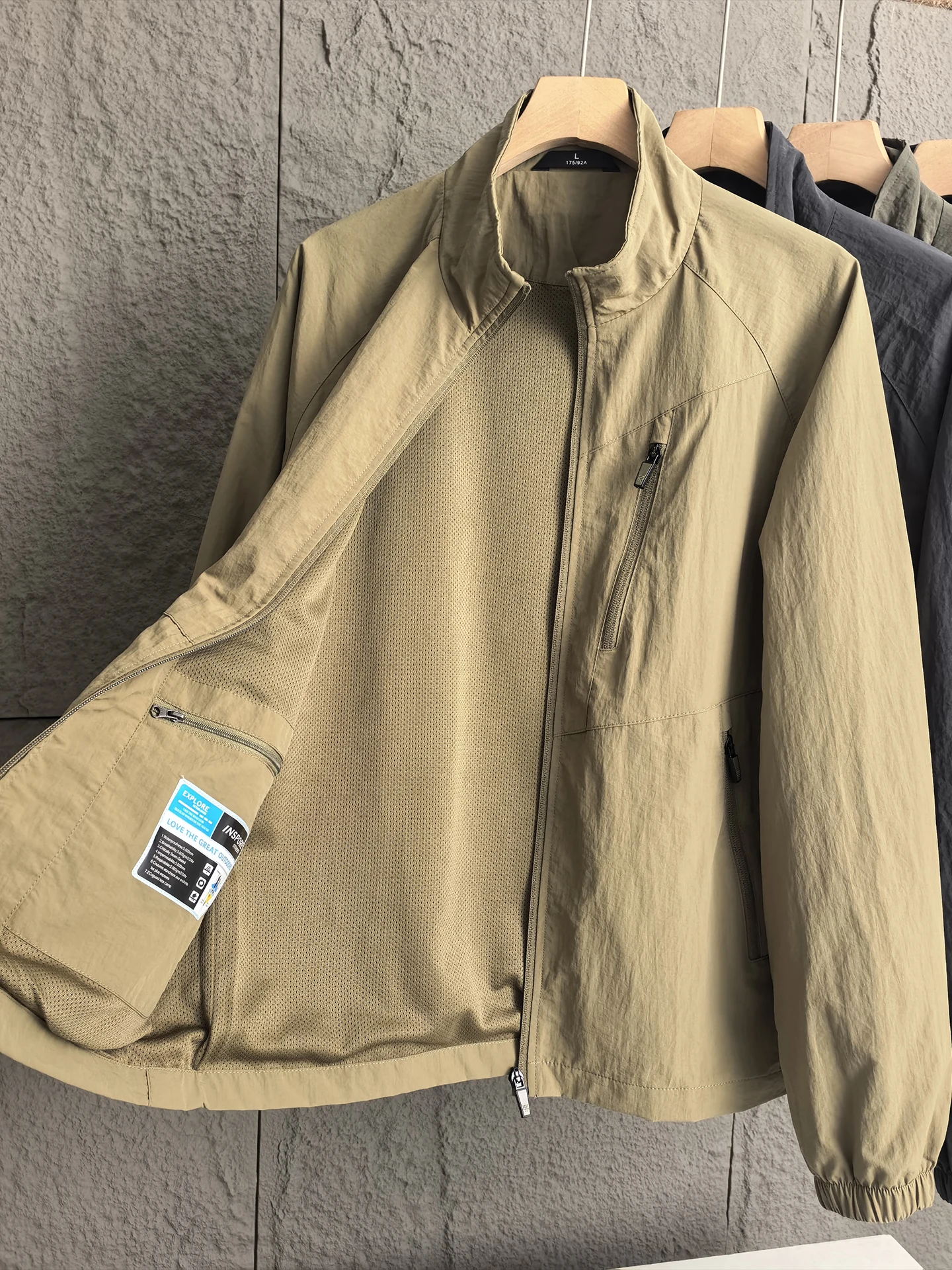 

American Sle Outdoor Casual Men's Jaet Comfortable Breathable Sun Protection Lightweight Spring Autumn Stand Collar Coat