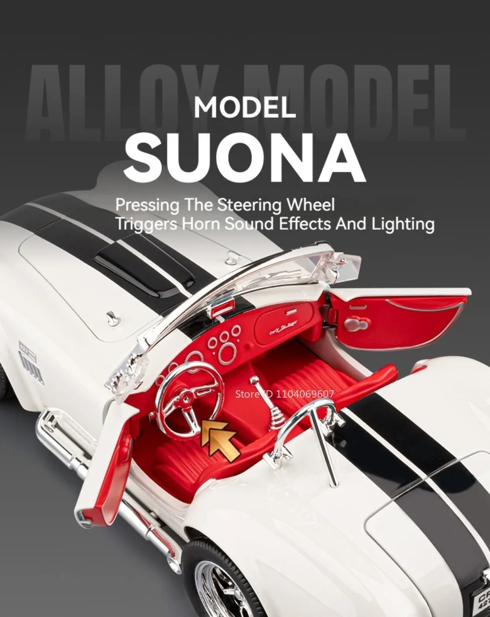 1:24 Viper Cobra Modellspielzeug, Sportwagen, Legierung, Druckguss, Ton, Licht, Türen geöffnet, zurückziehen, exquisite Innensammlung, Supercars – Detail 18