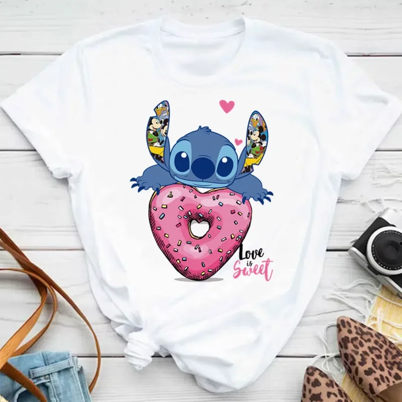 Summer Disney Kawaii Lilo Stitch Funny Cartoon Children Cotton T Shirt Stitch Cute Manga Graphic Kid Tshirt Streetwear Top Tees