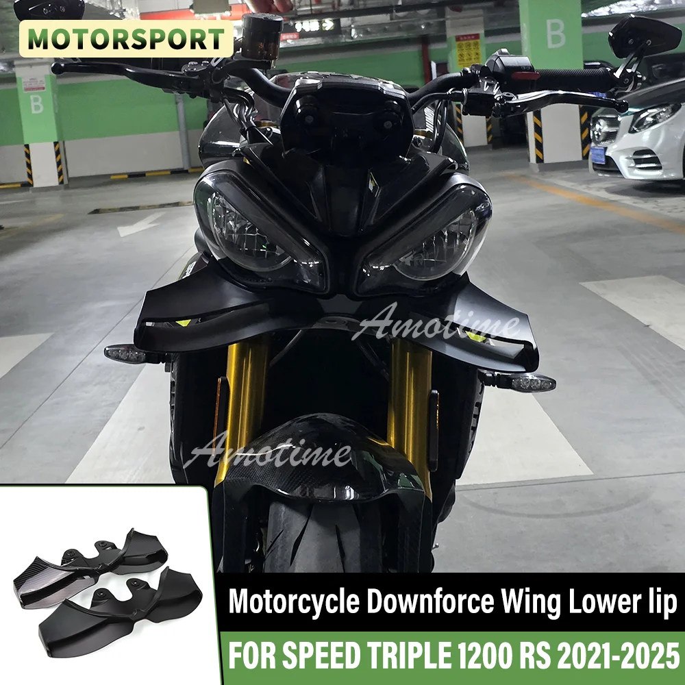 

Для SPEED TRIPLE 1200 RS 1200RS 2021-2025 комплект переднего спойлера для мотоцикла, прижимная сила, нижняя губа, голые передние спойлеры, крылышко