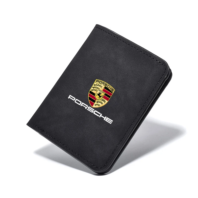 Wallet Credit ID Card Holder Driver License Leather Purse Gift For Porsche Cayenne Panamera Macan 911 718 Boxster Cayman 918Paju