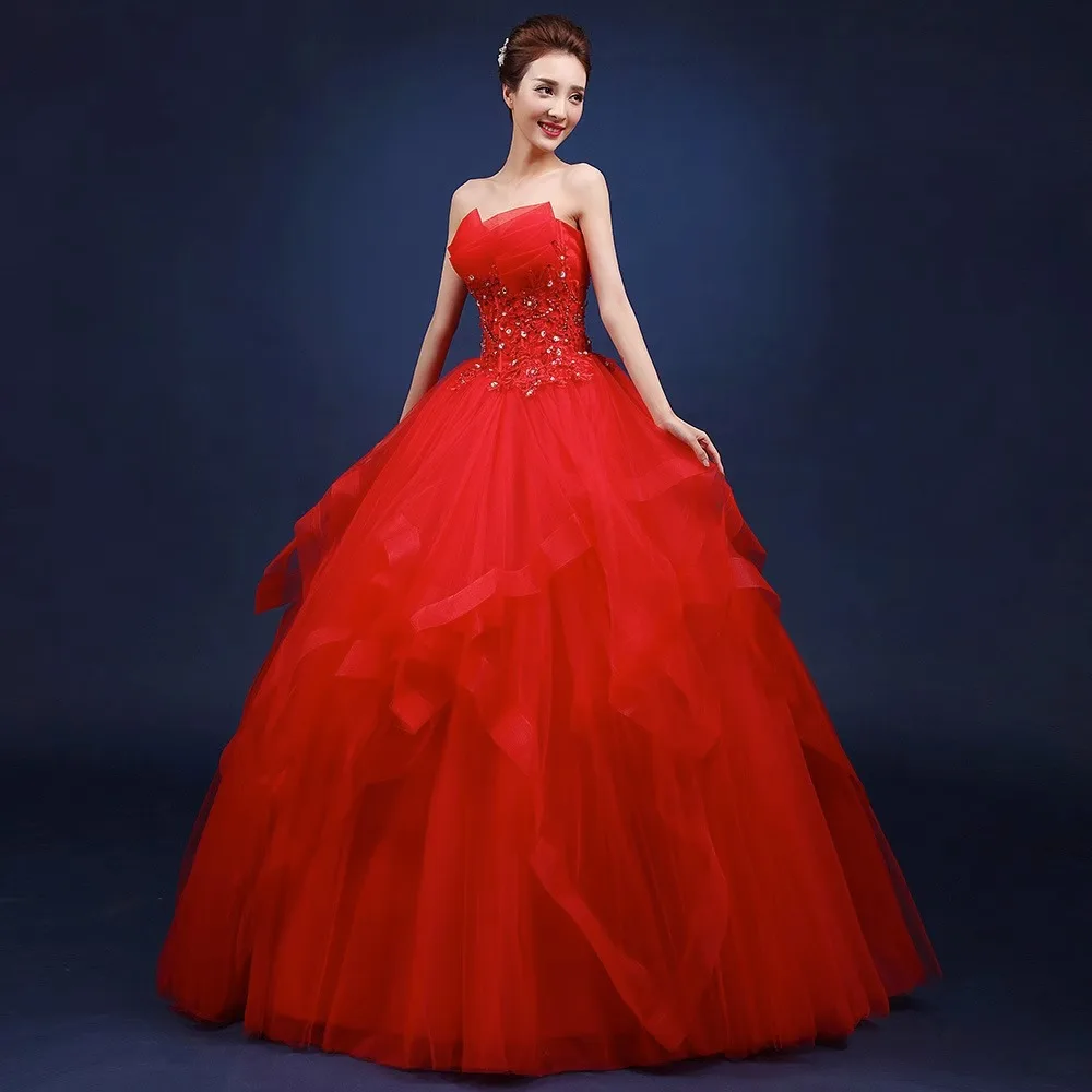 Wedding dress bride new Korean style puffy skirt strapless wedding dress slim body shape large size for pregnant women