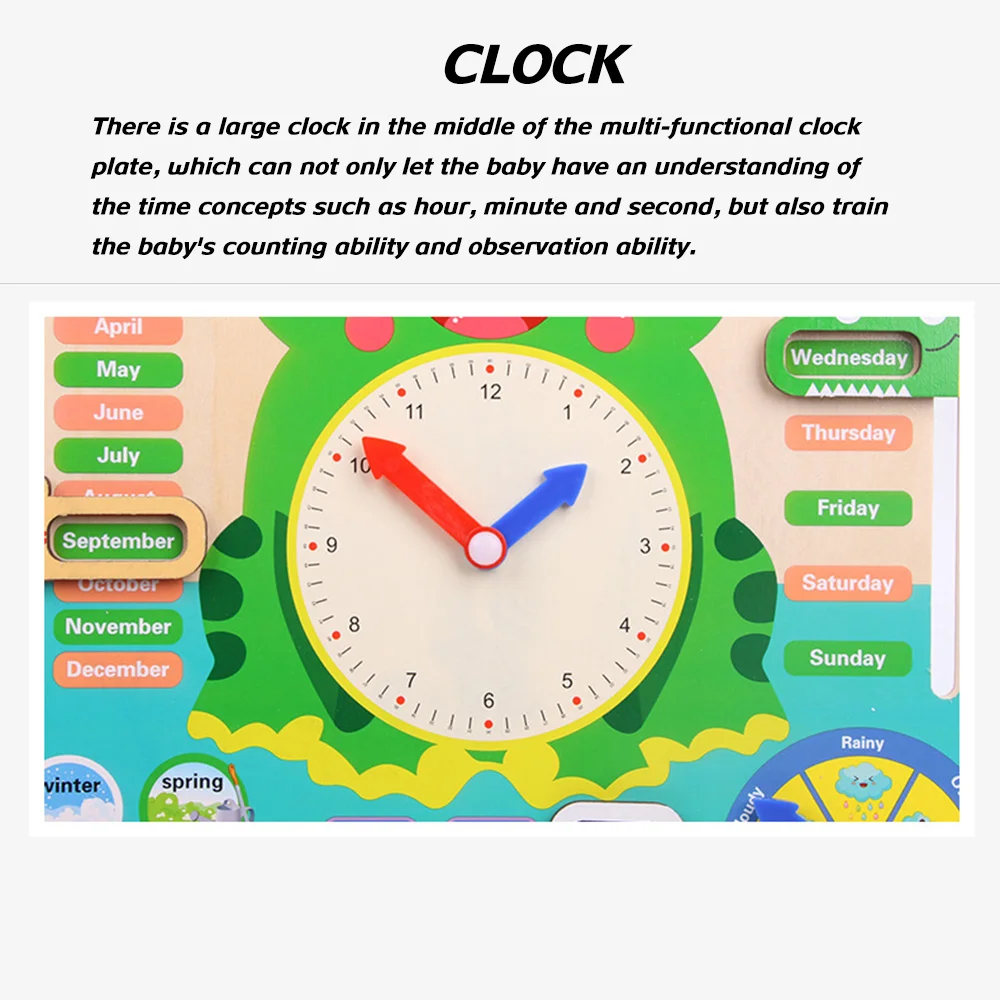 Horloge d'enseignement en bois 7 en 1, jouet éducatif préscolaire, cadeaux pour enfants garçons et filles