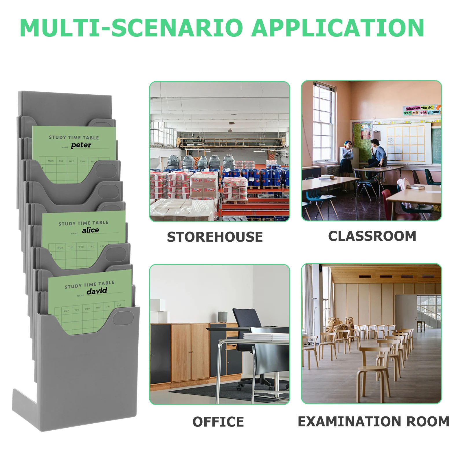 

Plastic Holder Rack Free Standing Multi-Grid Card Slot Organizer Sturdy Document Holder For Office Home