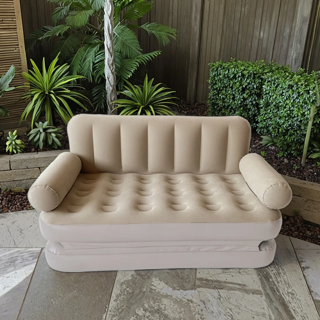 

2-in-1 Inflatable Camping Sofa Bed with Adjustable Backrest Inflatable Air Mattress for Outdoor & Home Use