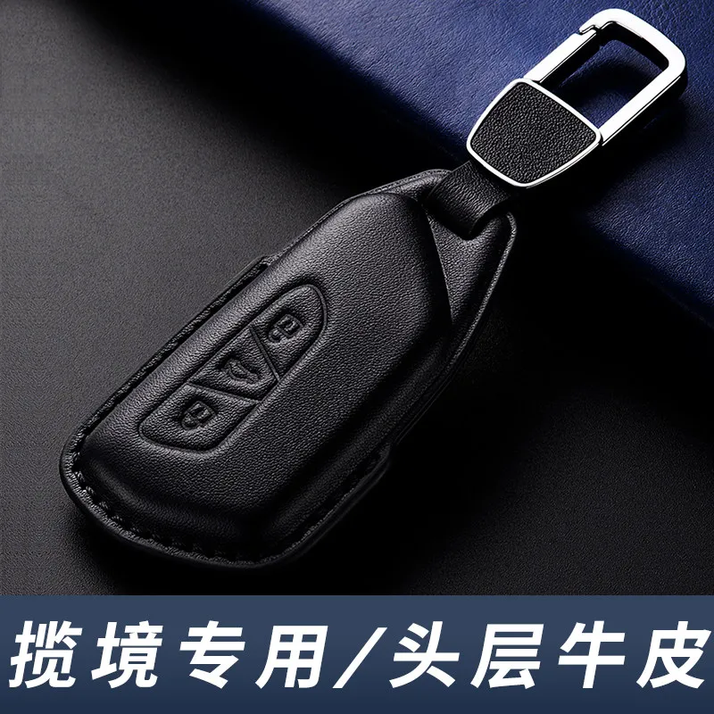 

Genuine Leather Key Fob Cover for 2026 Volkswagen Talagon 380 TSI Smart Remote Key Case Shell Holder Accessories