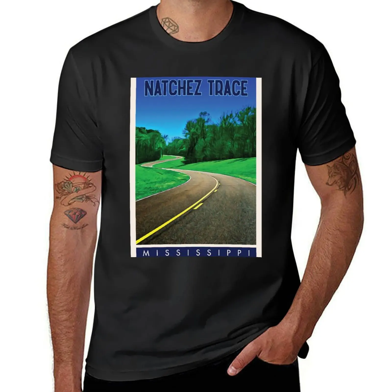 Natchez Trace T-Shirt vintage clothes summer top Short sleeve tee blanks men graphic t shirts