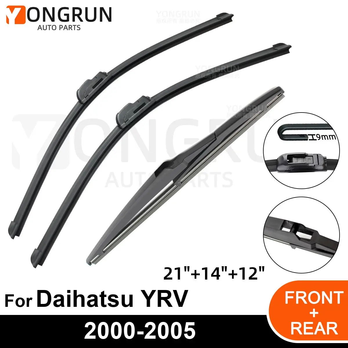 Car Windshield Windscreen Front Rear Wiper Blade Rubber Accessories For Daihatsu YRV 21