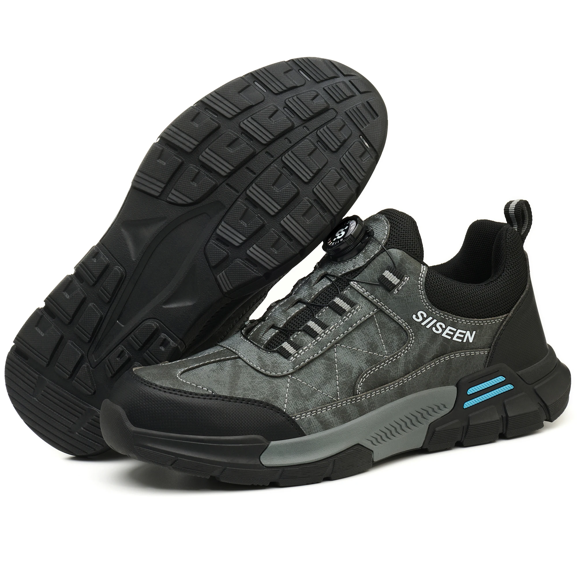 أحذية السلامة الصناعية للرجال الصلب تو المضادة للثقب كيفلر المألوف زر التفاصيل المضادة للانزلاق وحيد أحذية العمل الراحة