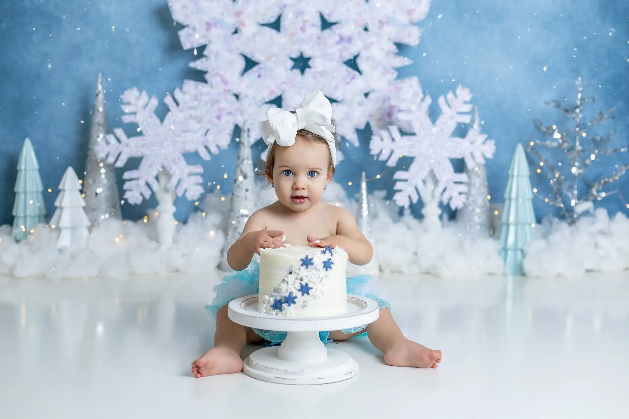 Snowy Glittery Flakes Trees Backdrops Winter Kids Photography Child Baby Birthday Cake Smash Photocall Snowflake Backgrouds