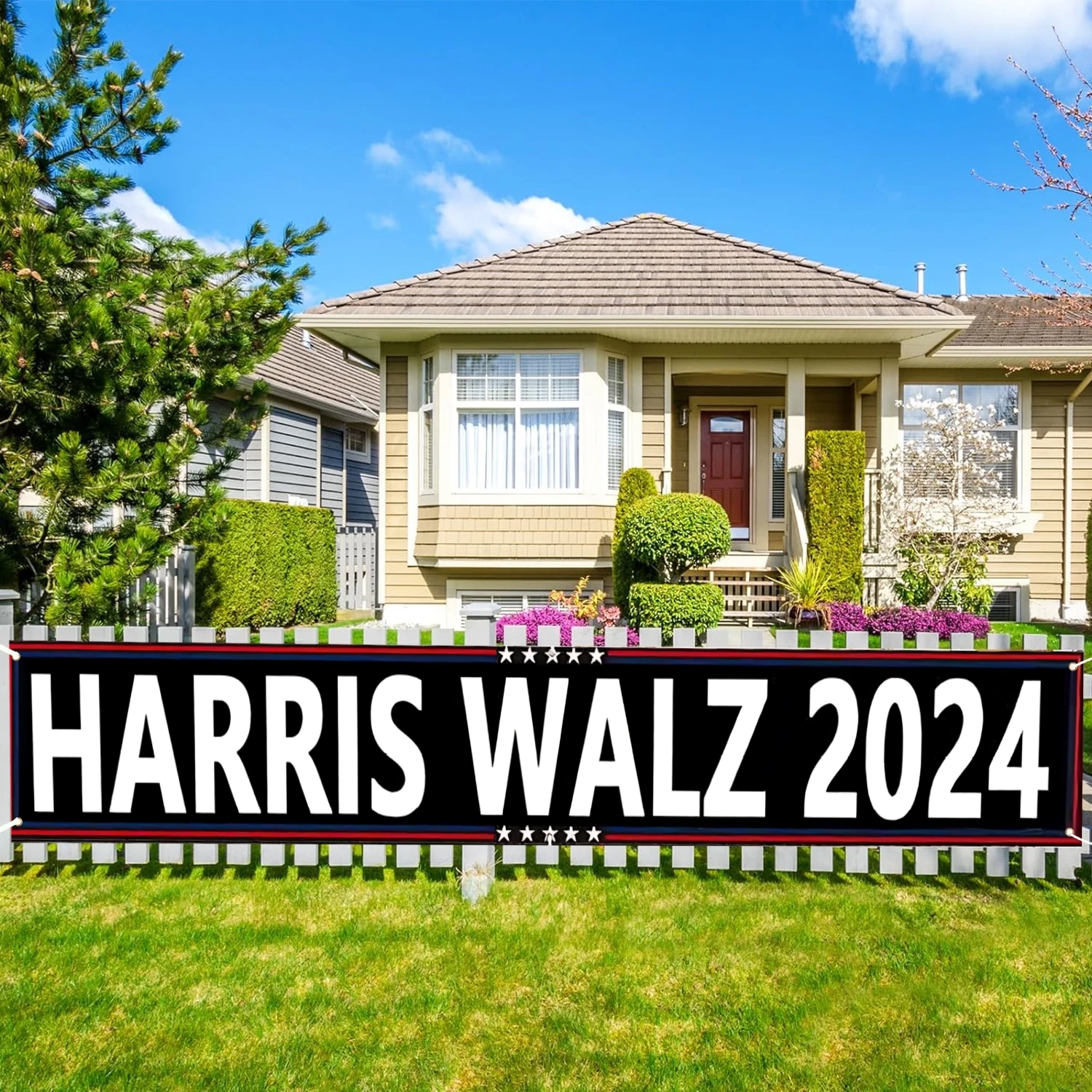 Harris Walz 2024 Kamala Harris Tim Walz Waltz For President VP Banner Yard Sign Flag Yard Sign Flag Gate Decor