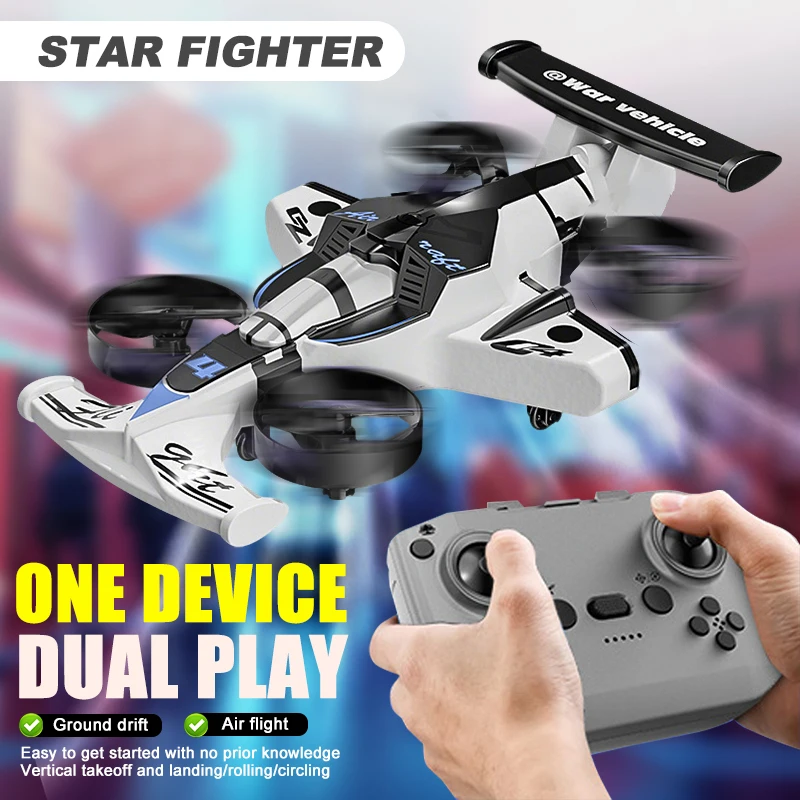 CZ04 2 in 1 RC Quadcopter Drone & RC Drift Car Land Air Dual Mode 2.4G Remote Control 360° Rotation Headless Electric Toy