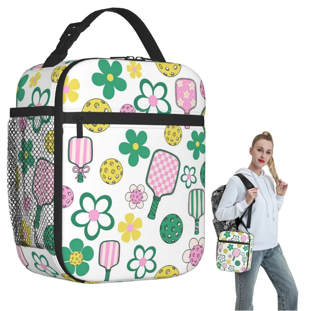 

Термосумка для обедов с рисунком пиклбола, с изображением ракетки и мяча для пиклбола, для женщин и детей, для еды, термосумка-тоут