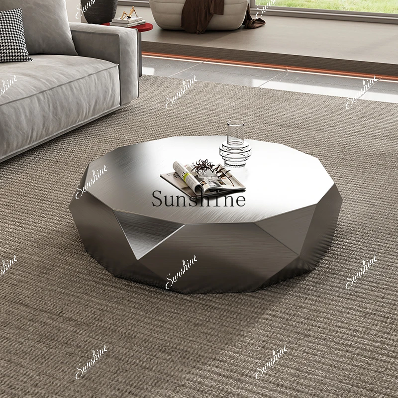 Modern simple light luxury living room home new design special-shaped stainless steel creative sofa coffee table  FT