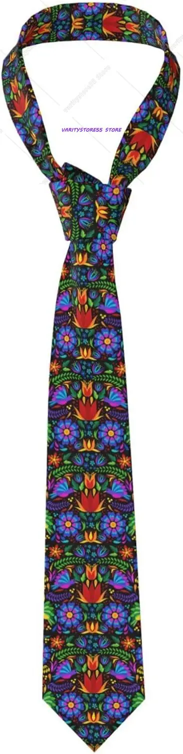 Cinco De Mayo Mexican Flower Ties for Men Novelty Soft Funny Formal Fashion Men's Necktie Party Costume Dressing Gifts