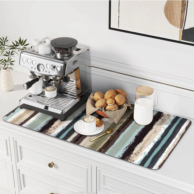 

Stripe Pattern Kitchen Absorbent Draining Mat Super Absorbent Draining Coffee DishDrying Mat Quick Dry Bathroom Drain Pad