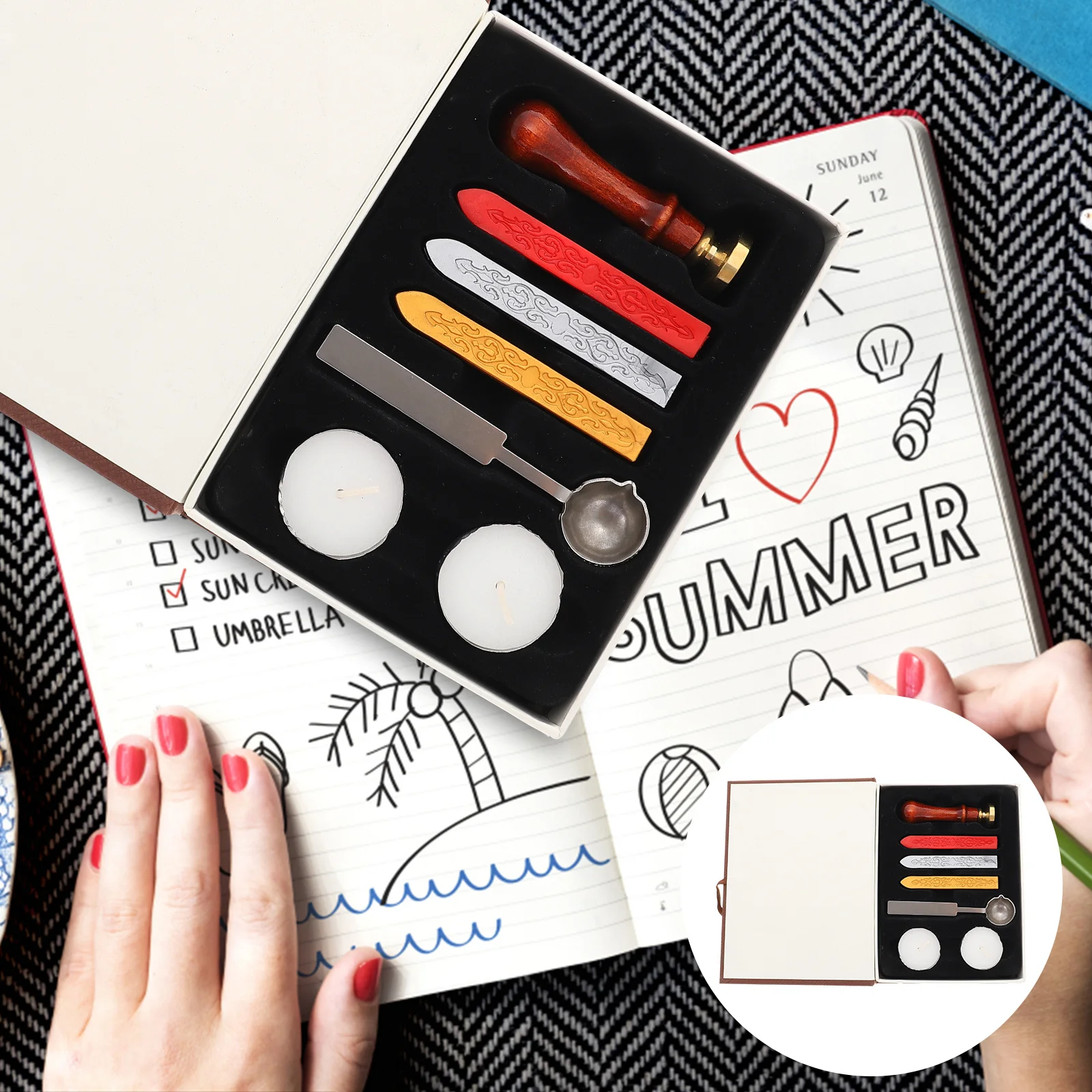 

1 Set Fire Seal Stamp Kit Vintage Diy Decorative Stamp For Envelop Scrapbooking Handmade Crafts Sealing Wax Spoon Wax Seals