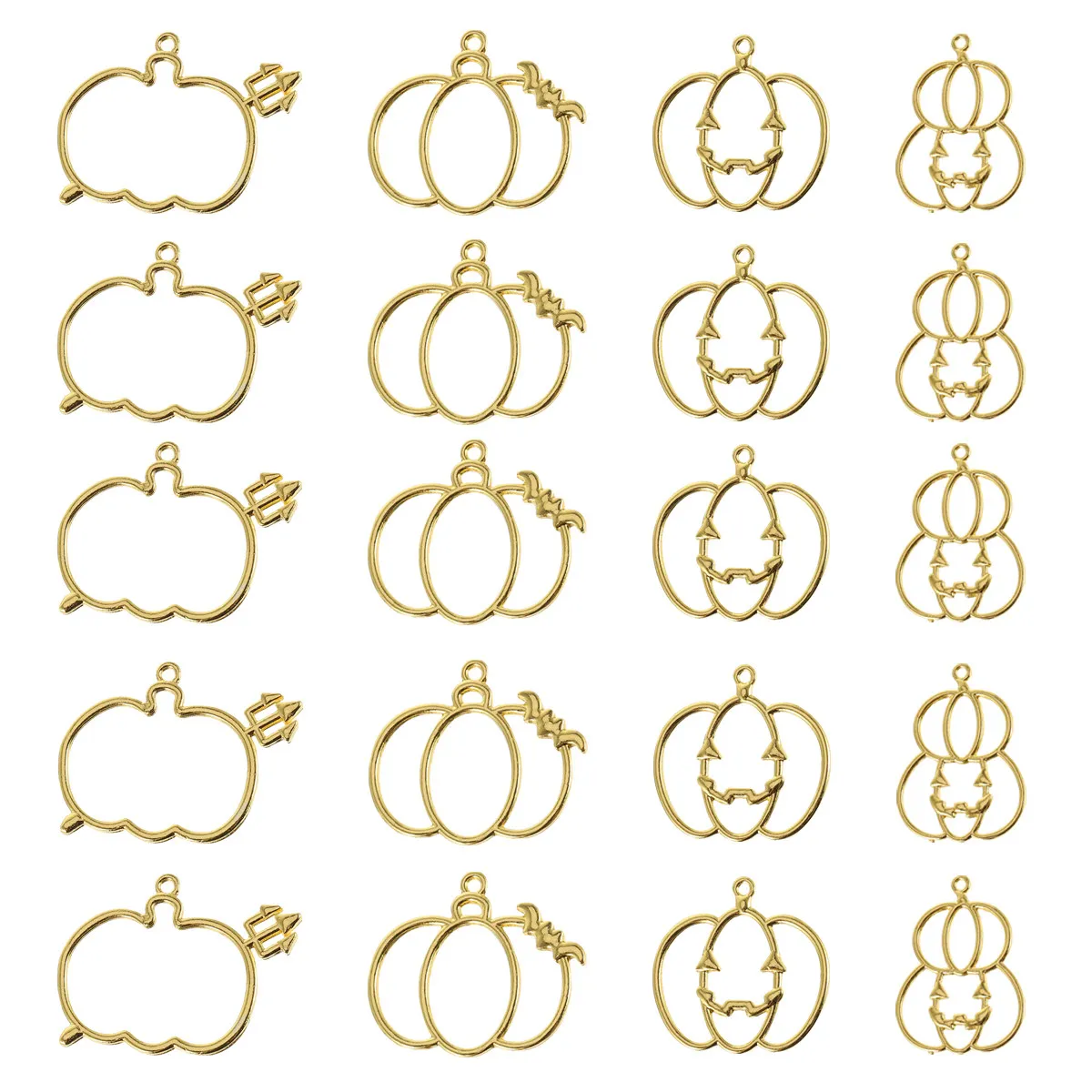 

20Pcs Pumpkin Pendant DIY Resin Mold Metal Frame Jewelry Making Kit Halloween Craft Decoration DIY Pumpkin Pendant