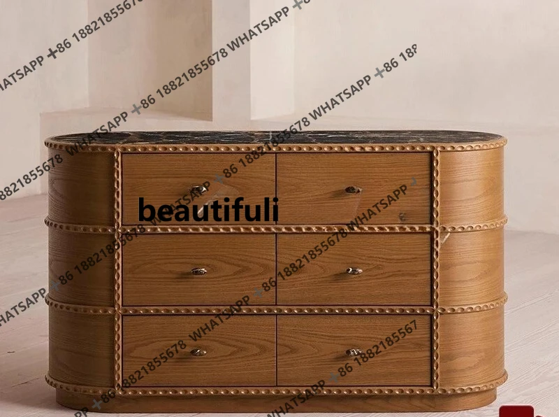 

French medieval solid wood chest, bedroom locker, American high-end bedside chest