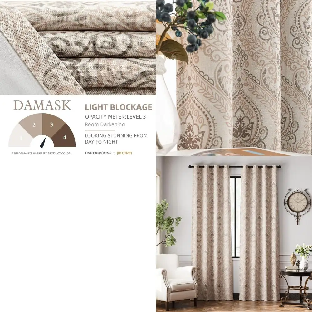 

Винтажные дамасские темно-зеленые льняные шторы, длина 96, комплект из 2 панелей для гостиной и спальни