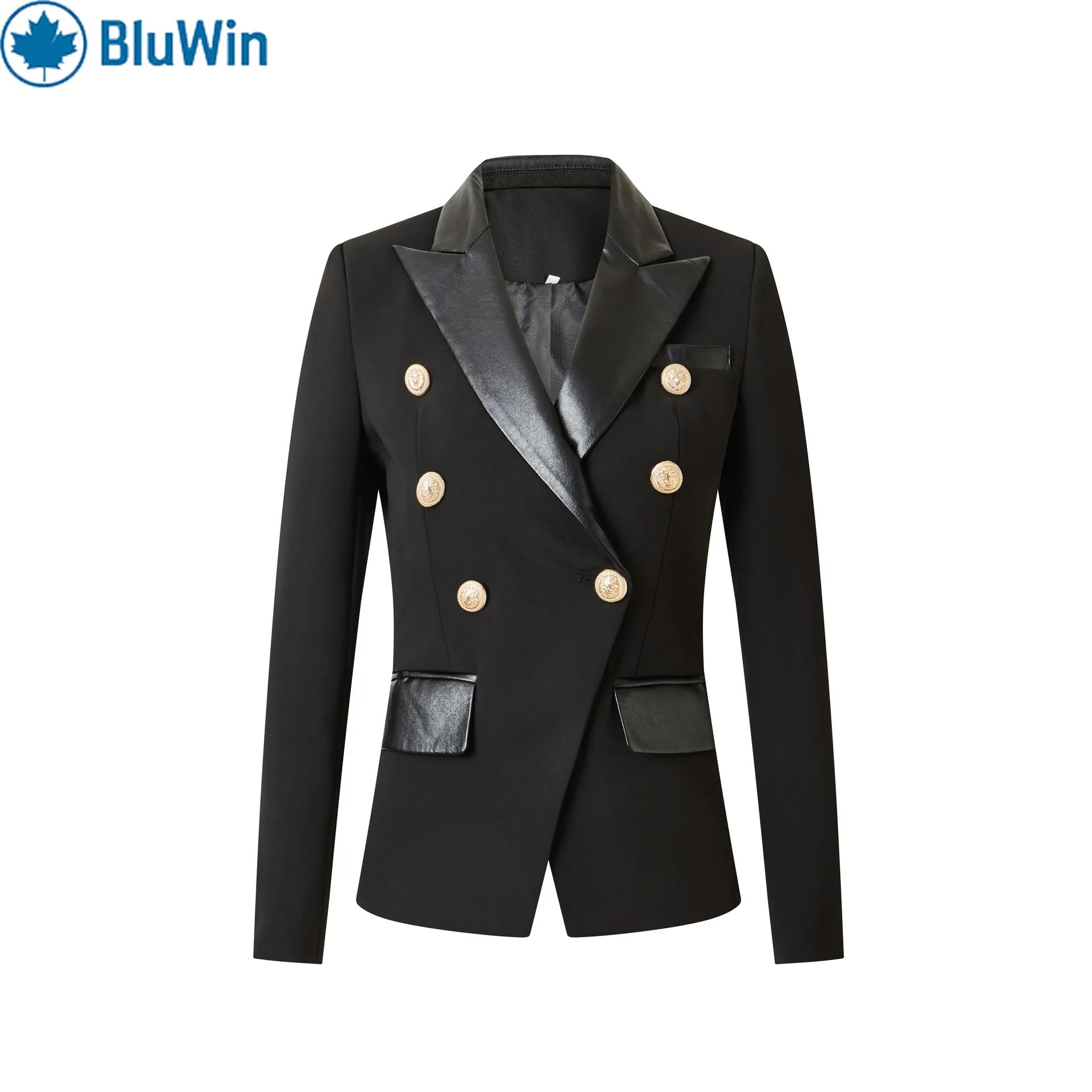 

URBANCHIC 2025 Women’s Double-Breasted Blazer Jacket, Solid Black, Slim Fit, Notched Lapel, Office Work Suit Coat