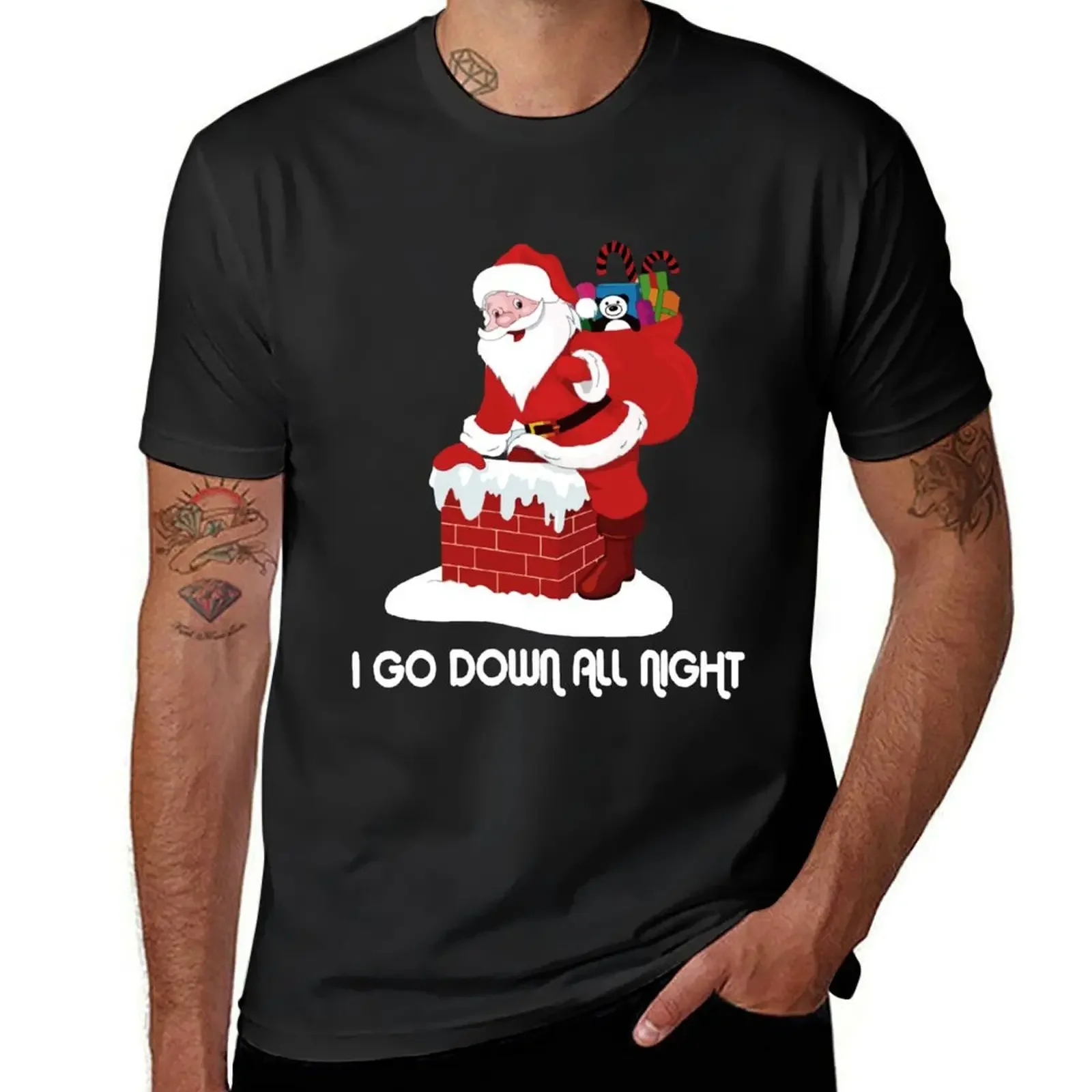 

I Go Down All Night Crude Dirty Funny Christmas Santa Shirt T-Shirt vintage fashion shirts funny t shirts for men