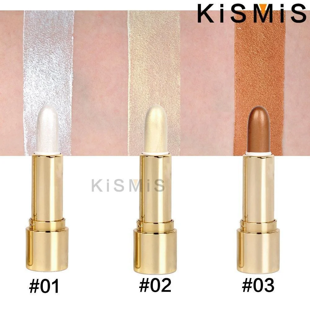 KISMIS 3D Face Brighten Highlighter Bar Cosmetic Face Contour Bronzer Shimmer Highlighter Stick Concealer Cream Makeup tool