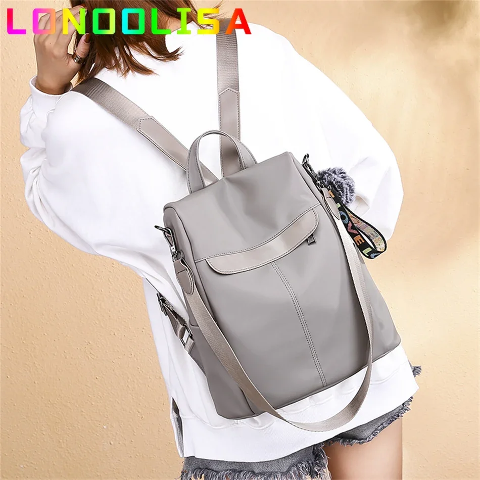 Waterproof Casual Women Backpack Purse Anti-theft Oxford Rucksack Mochila Hairball Tassel School Shoulder Bag for Teenagers Girl