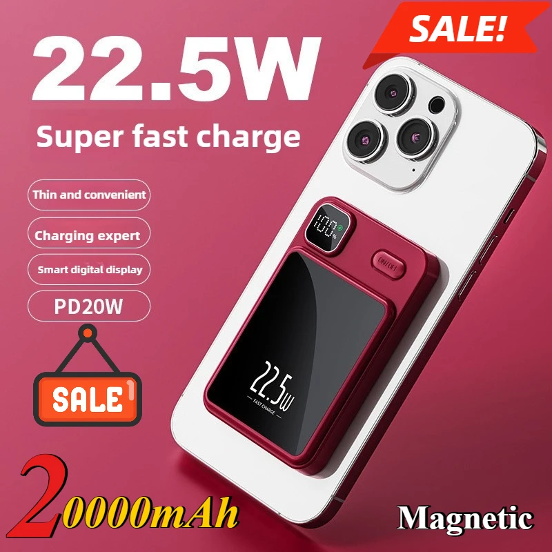 بنك طاقة Magsafe مغناطيسي لاسلكي فائق السرعة بقدرة 20000 مللي أمبير في الساعة، بنك طاقة متنقل مناسب لهاتف IPhone Huawei Xiaomi Samsung #2