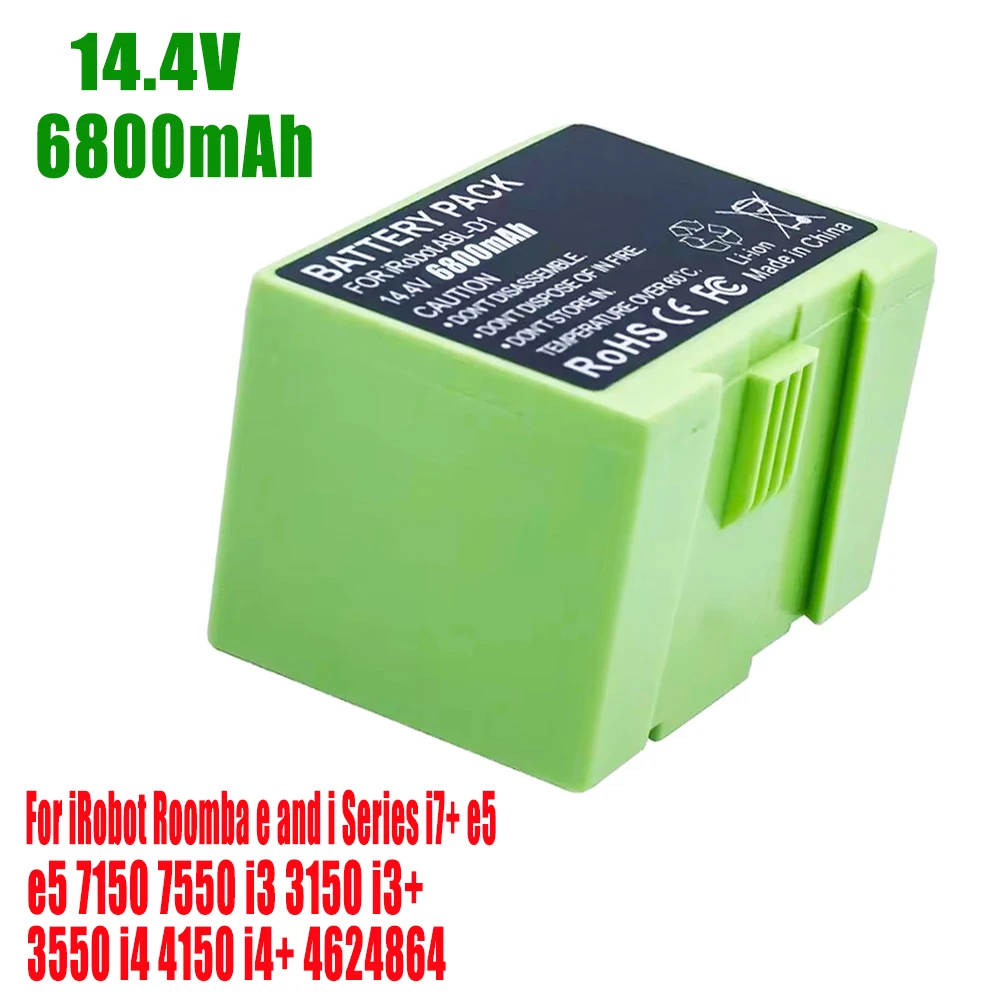 I7 14.4V 6800mAh i7 Battery Replacement for iRobot Roomba e and i Series i7+ e5 7150 7550 i3 3150 i3+ 3550 i4 4150 i4+ 4624864