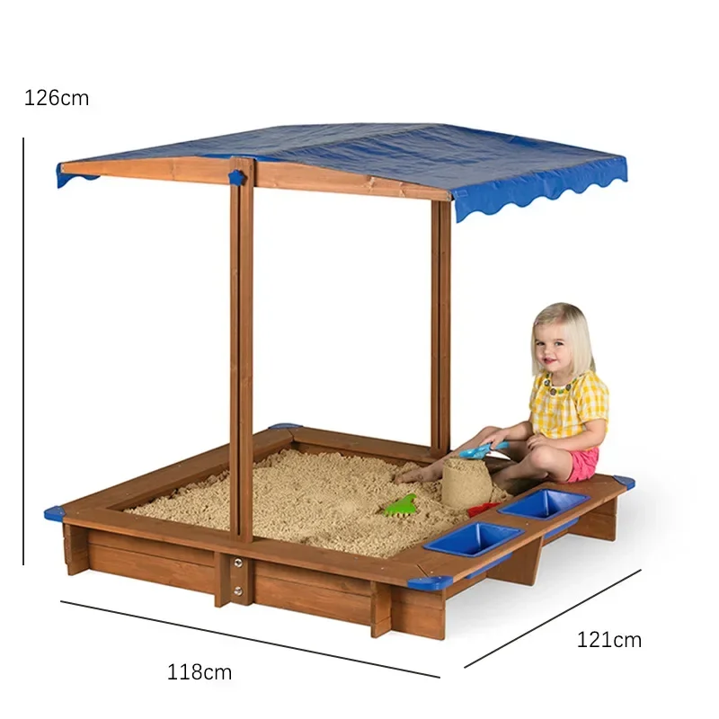 Children's outdoor large play sand pool Kindergarten household toy sand pool set Sandpit wooden large size