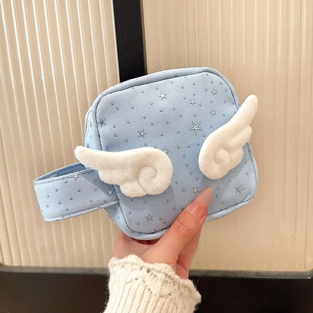 Y2K Print Storage Bag Wings Star Polka Dot Large Capacity Korean Coin Purse Desktop Canvas Mini Organizer Makeup Pouch - view 3