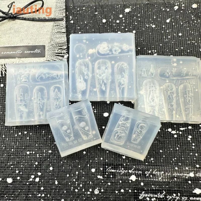 3D Blume Relief Silikon Nagel Form Kerzenhalter Rose Transparent Nägel Vorlagen DIY Nail art Dekoration Maniküre Design Werkzeuge